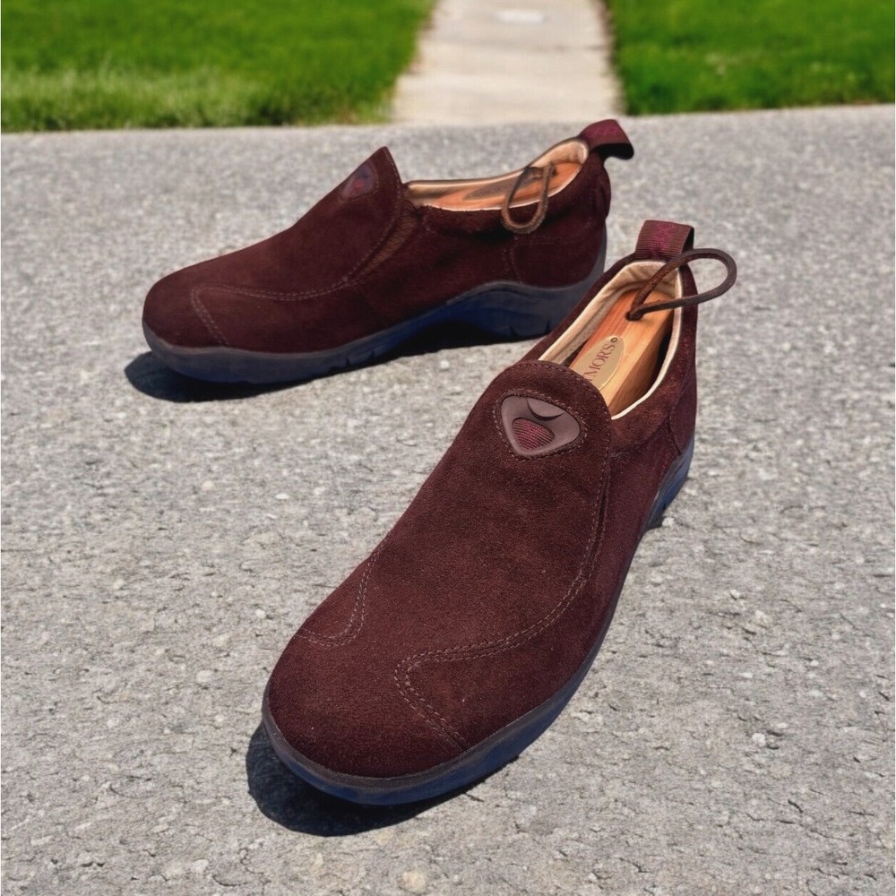 Dunham Shoes Women 7B Hemlock Brown Slip-on Suede Hike Walk Work Loung WCE910BR